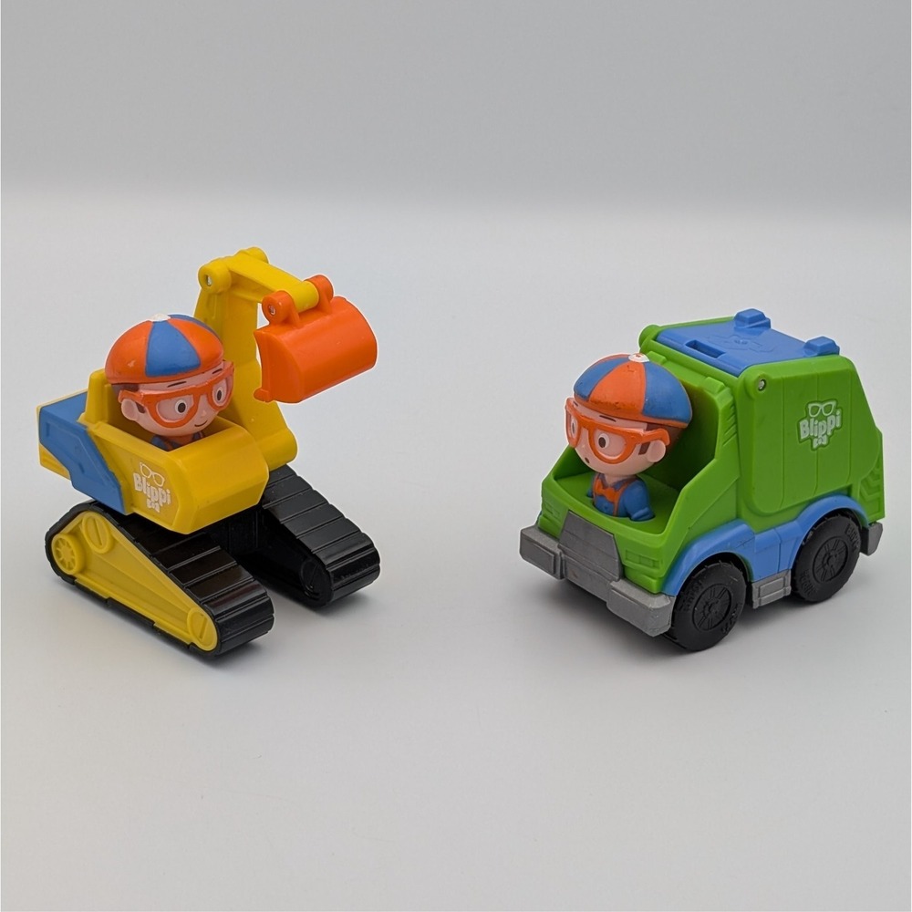 Blippi Mini Vehicles Lot Excavator Construction & Garbage Truck Recycling Toys
